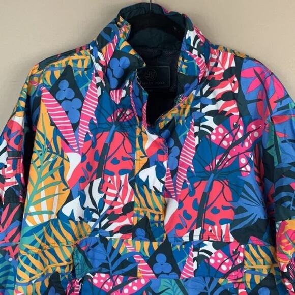 Lauren James multicolored water resistant jacket Kangaroo pouch pocket zipper - Picture 8 of 13